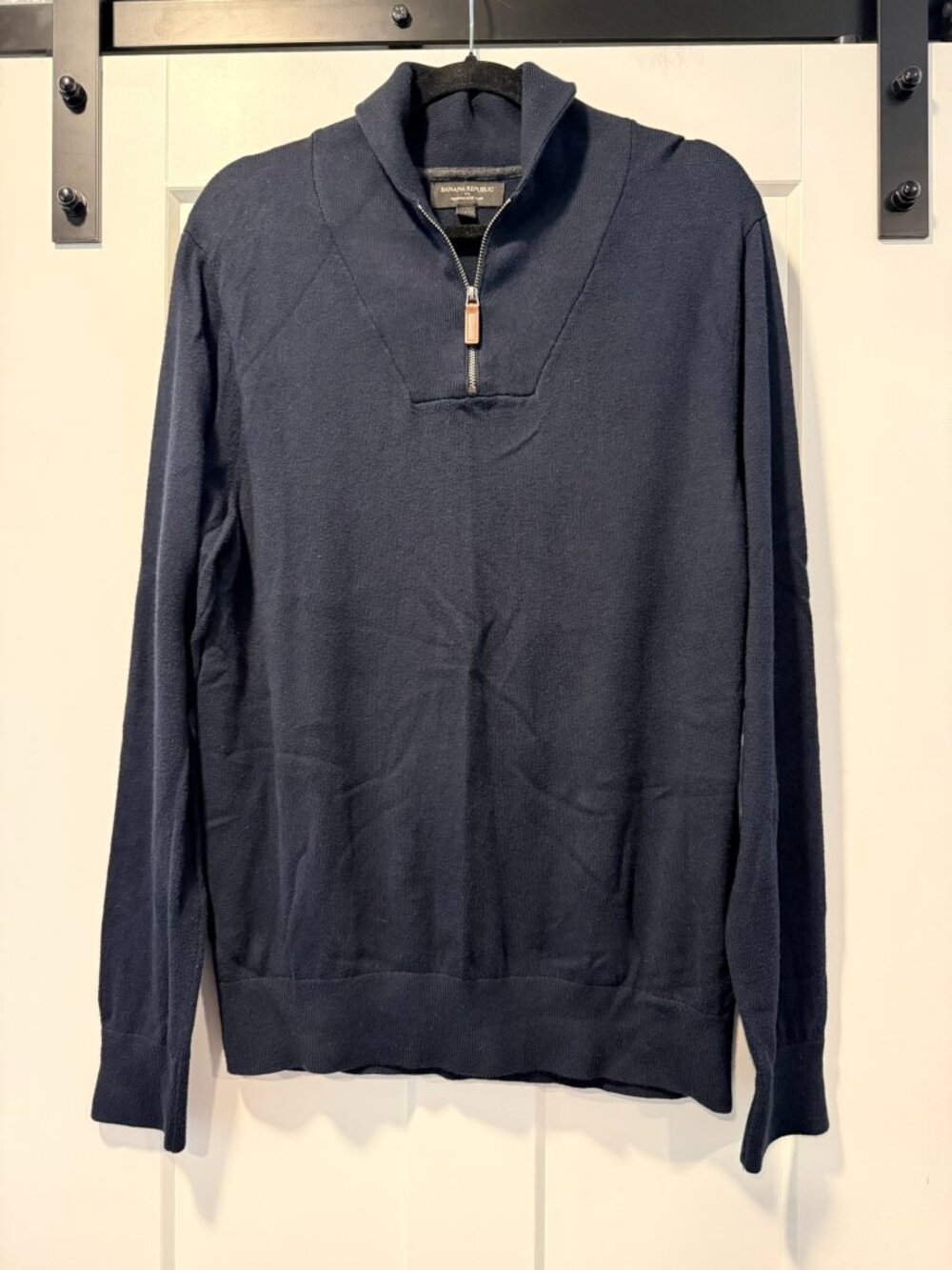 Banana Republic Men's Navy Blue Premium Knit Long Sleeve Pullover